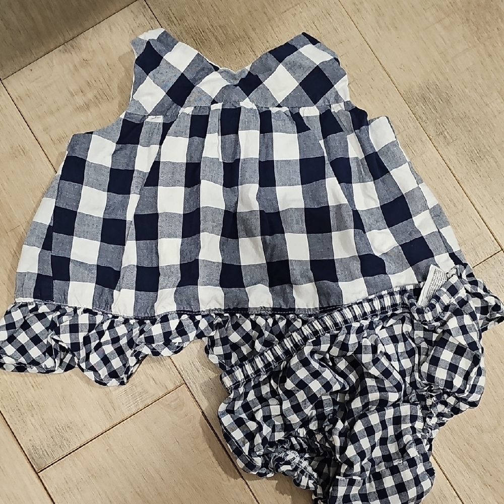 Checkered Blue and White Baby Outfit